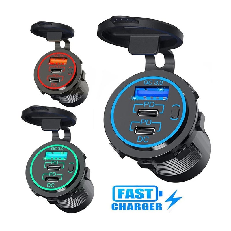 Bluejw Original Dual PD USB-C Fast Car Charger, QC3.0 Triple Power Outlet Cigarette Lighter Adapter, Automobile Chargers Electronic Accessories - Image 3